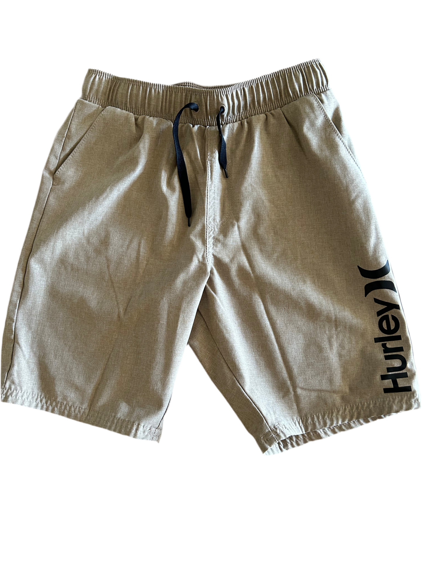 Hurley Boys’ Khaki Shorts Size 10/12 – Drawstring, Pockets, Casual