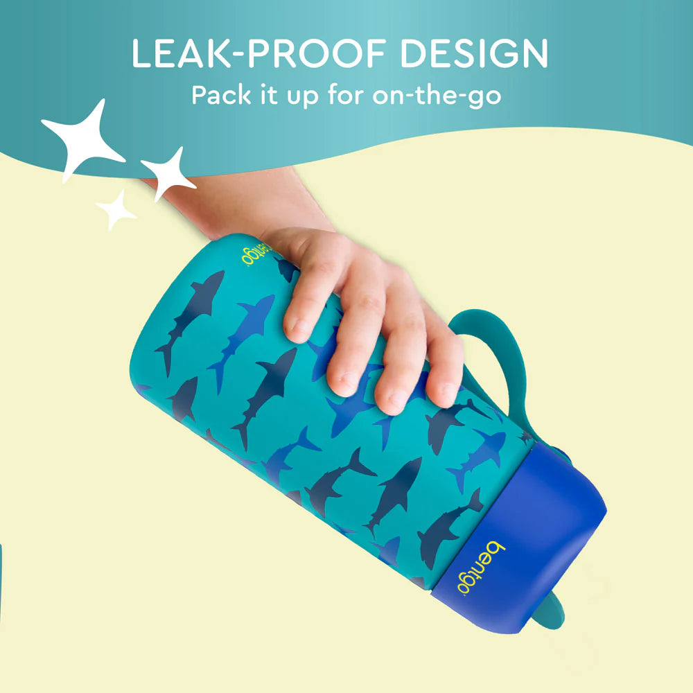 Bentgo Kids Stainless Steel Insulated Water Bottle (2-Pack) - Shark/Blue
