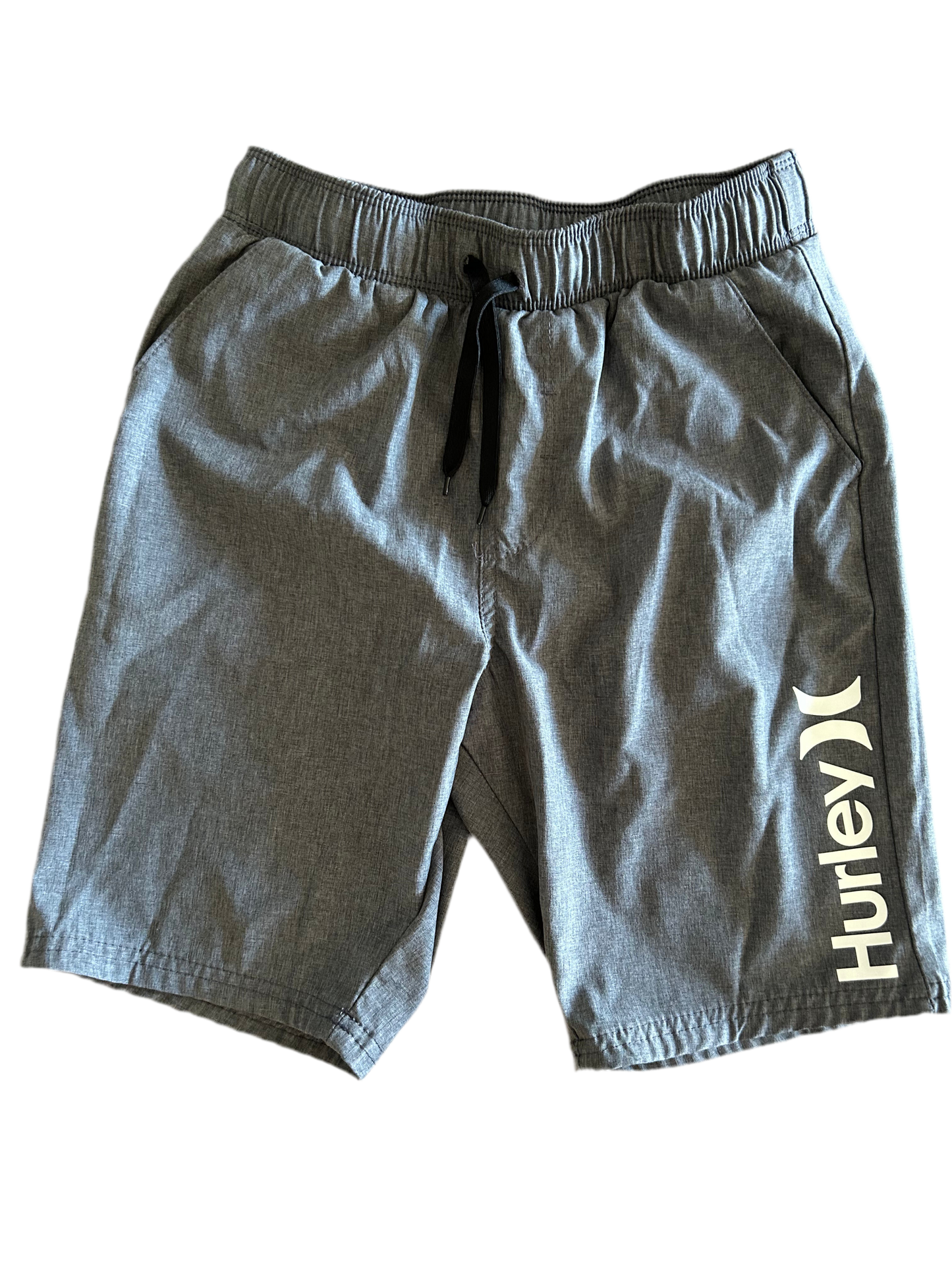Hurley Boys’ Gray Shorts Size 10/12 – Drawstring, Pockets, Casual
