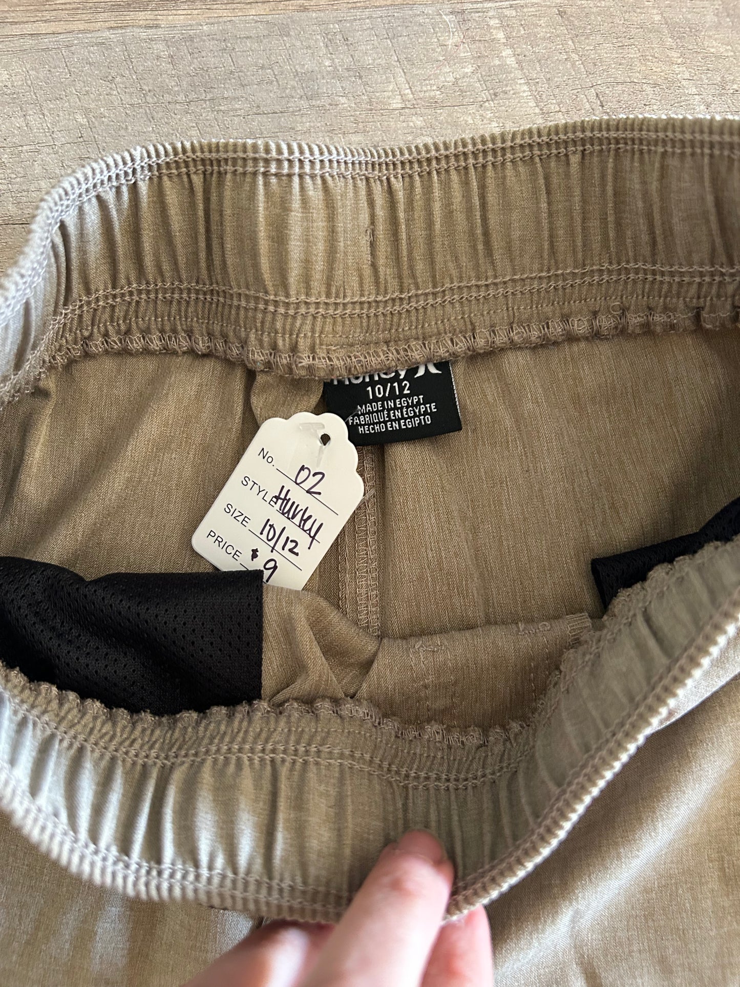 Hurley Boys’ Khaki Shorts Size 10/12 – Drawstring, Pockets, Casual