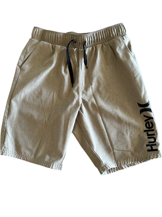 Hurley Boys’ Khaki Shorts Size 10/12 – Drawstring, Pockets, Casual